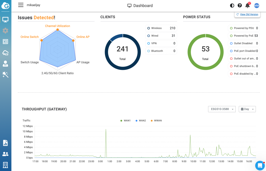 Wireless network management dashboard